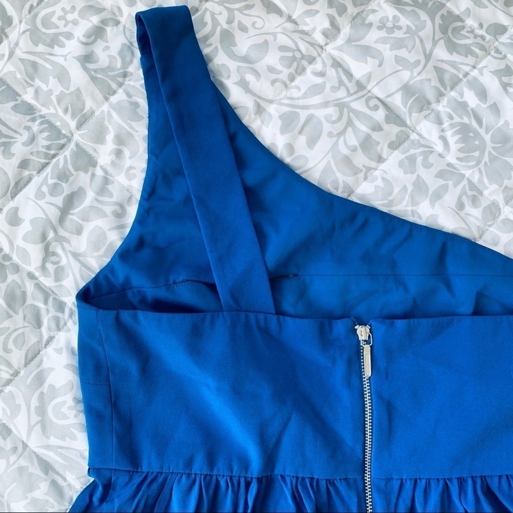 Nicole Miller Blue Silk Top One Shoulder NWOT - Picture 5 of 9